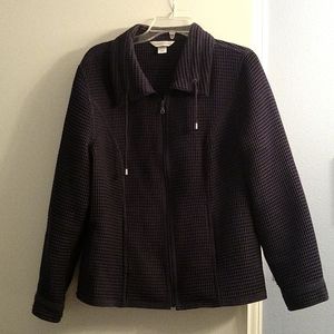 Black zip front blazer with pockets